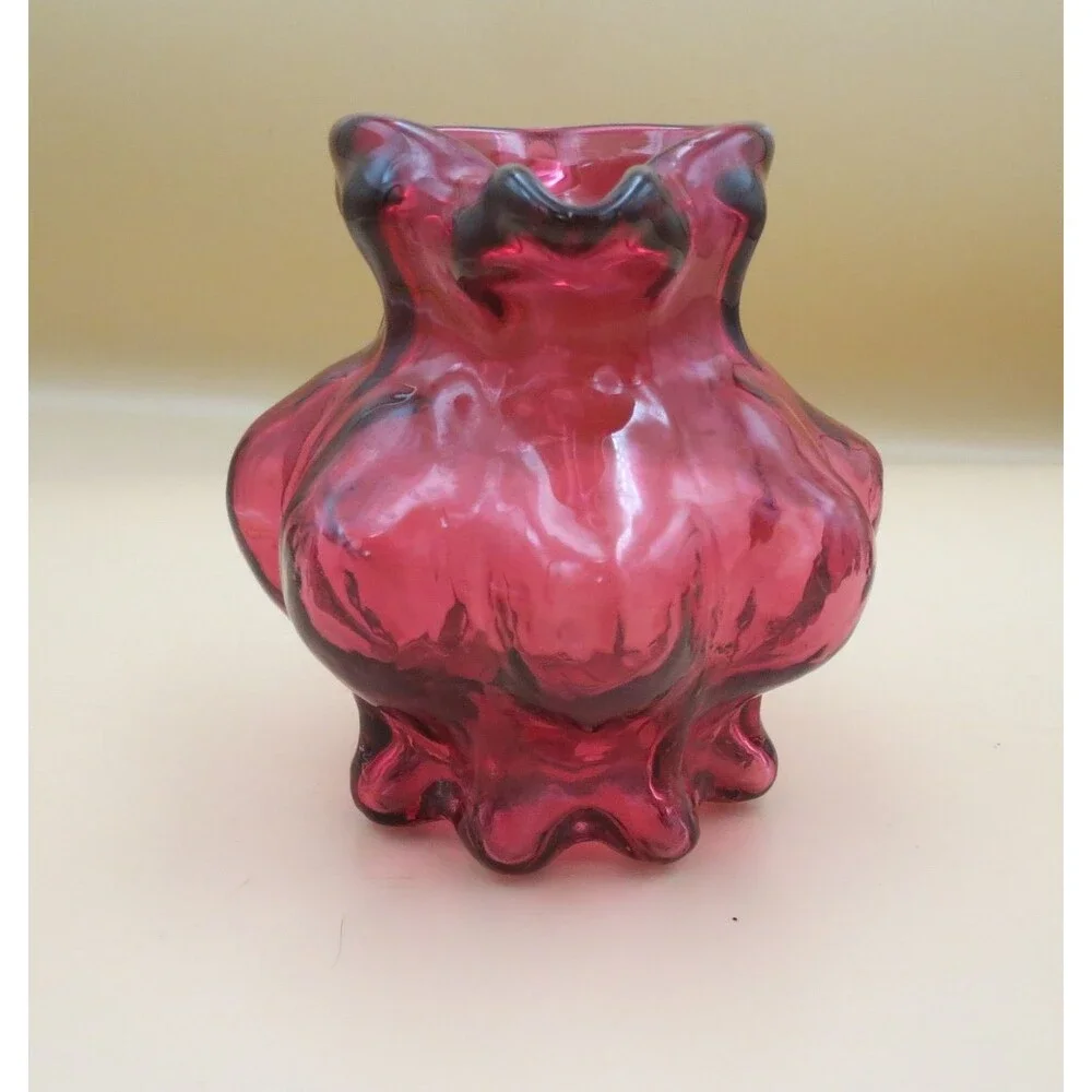 Unbranded Small Cranberry Melon Glass Pitcher